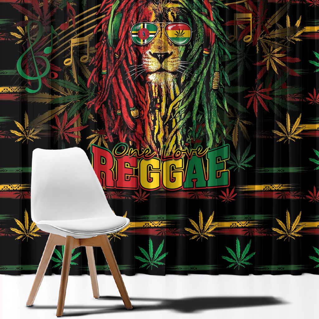 Dominica One Love Reggae Lion Window Curtain Caribbean Reggae Spirit