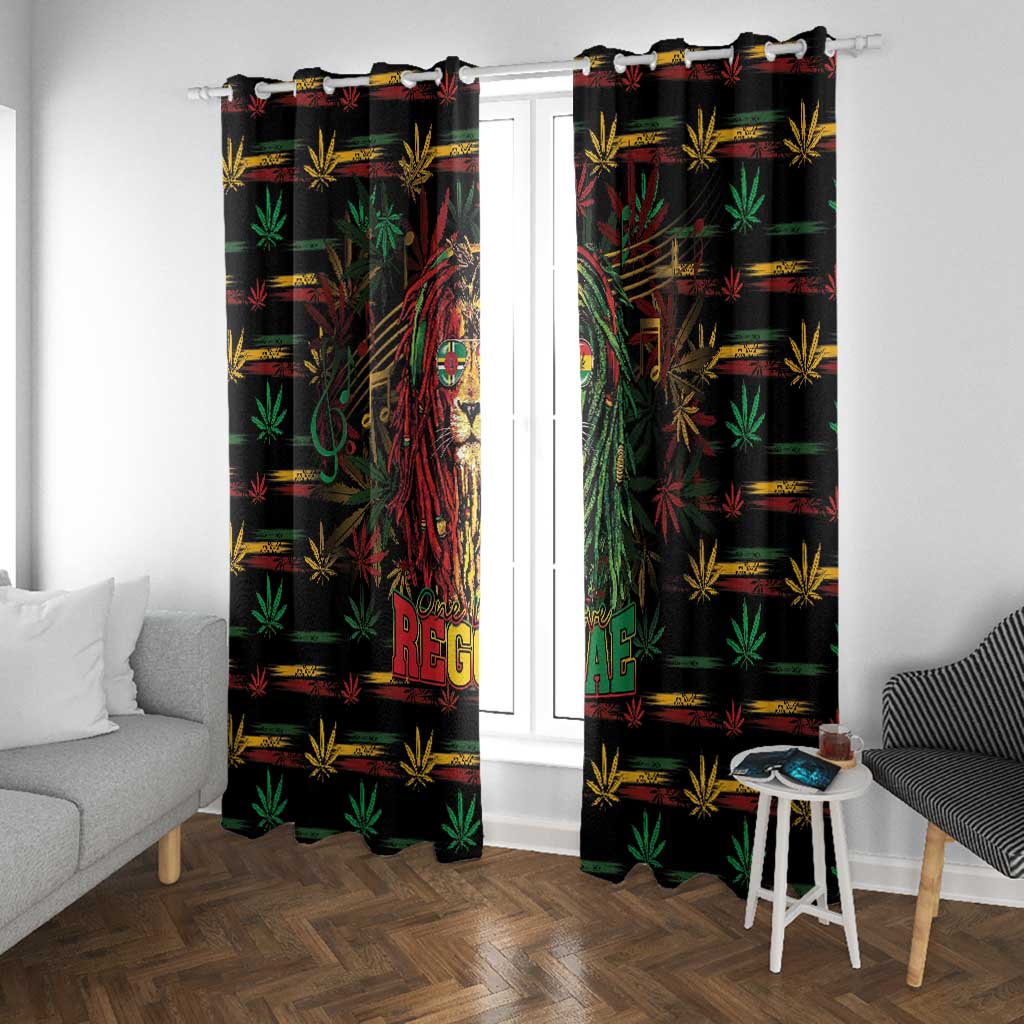 Dominica One Love Reggae Lion Window Curtain Caribbean Reggae Spirit