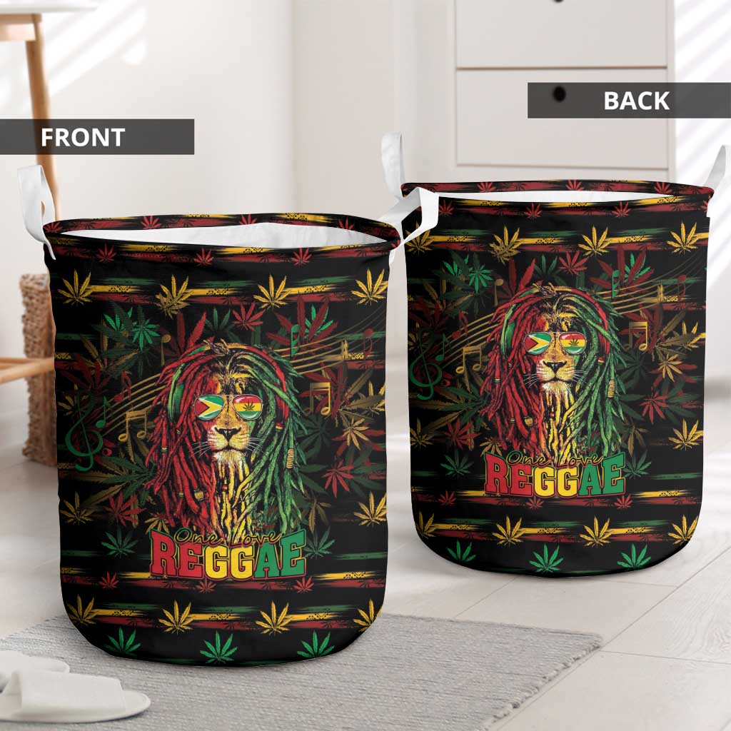 Guyana One Love Reggae Lion Laundry Basket Caribbean Reggae Spirit
