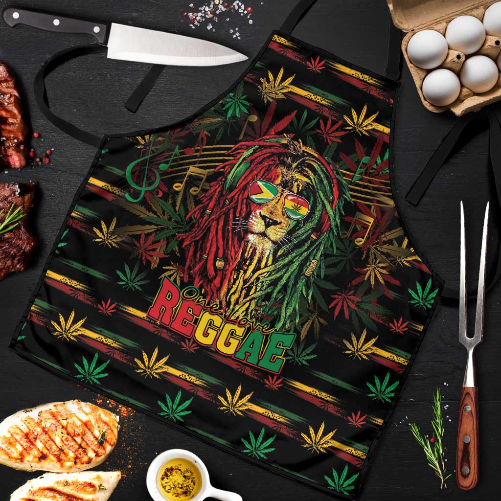 Guyana One Love Reggae Lion Apron Caribbean Reggae Spirit