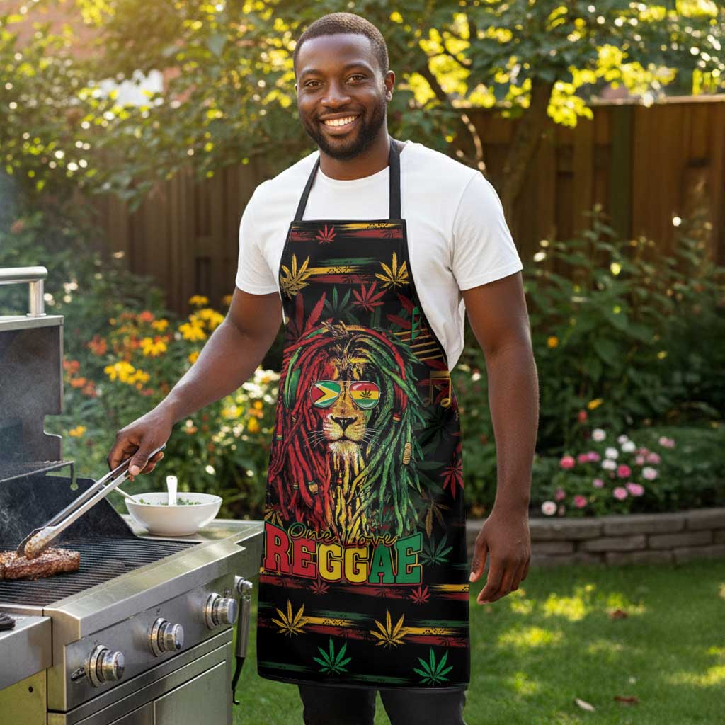 Guyana One Love Reggae Lion Apron Caribbean Reggae Spirit