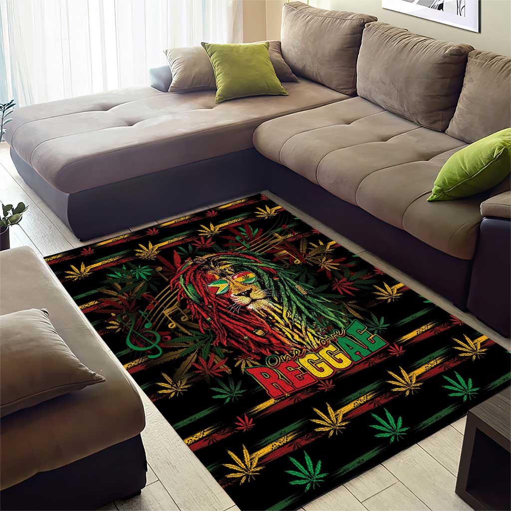 Guyana One Love Reggae Lion Area Rug Caribbean Reggae Spirit