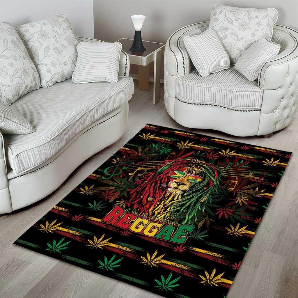 Guyana One Love Reggae Lion Area Rug Caribbean Reggae Spirit