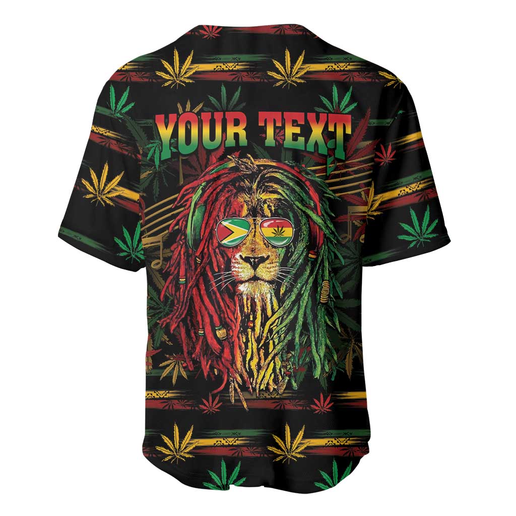 Personalized Guyana One Love Reggae Lion Baseball Jersey Caribbean Reggae Spirit