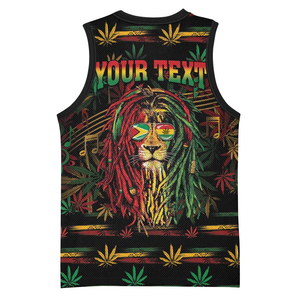 Personalized Guyana One Love Reggae Lion Basketball Jersey Caribbean Reggae Spirit
