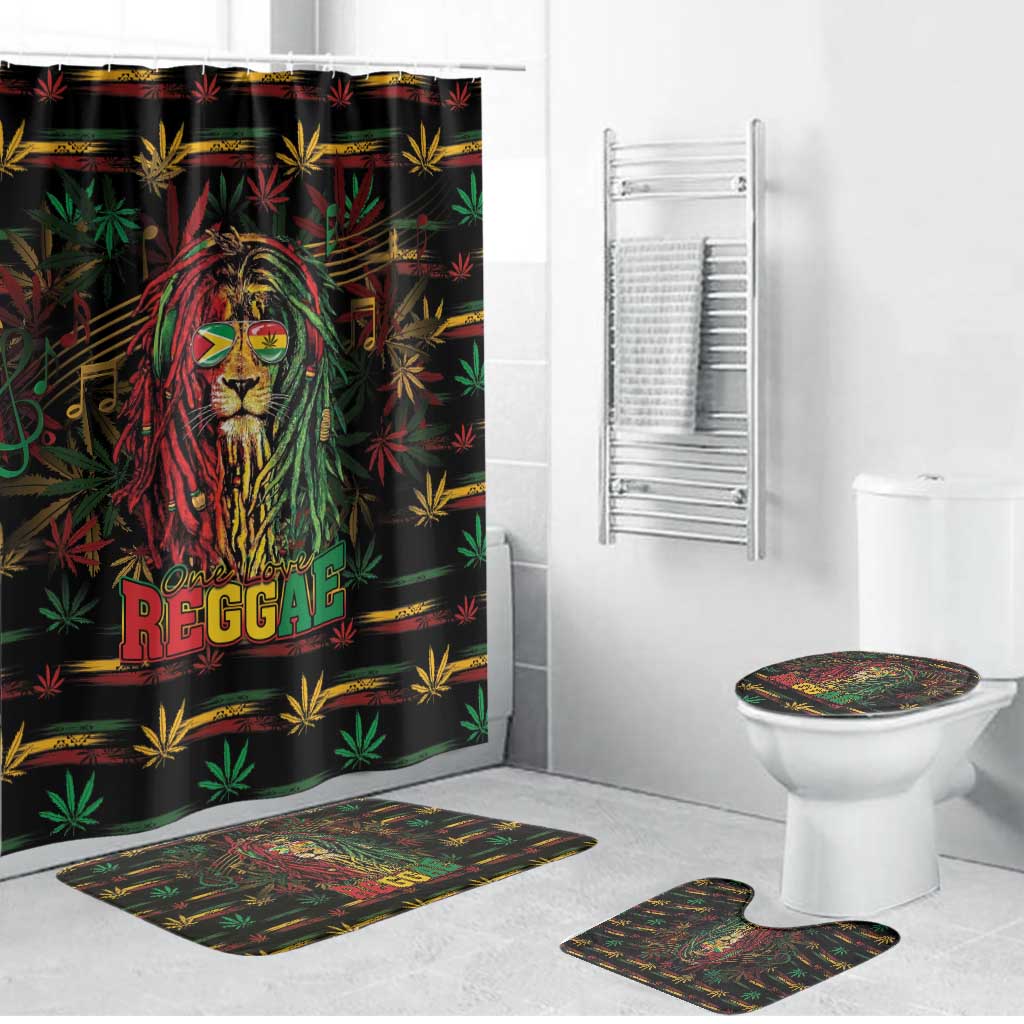 Guyana One Love Reggae Lion Bathroom Set Caribbean Reggae Spirit