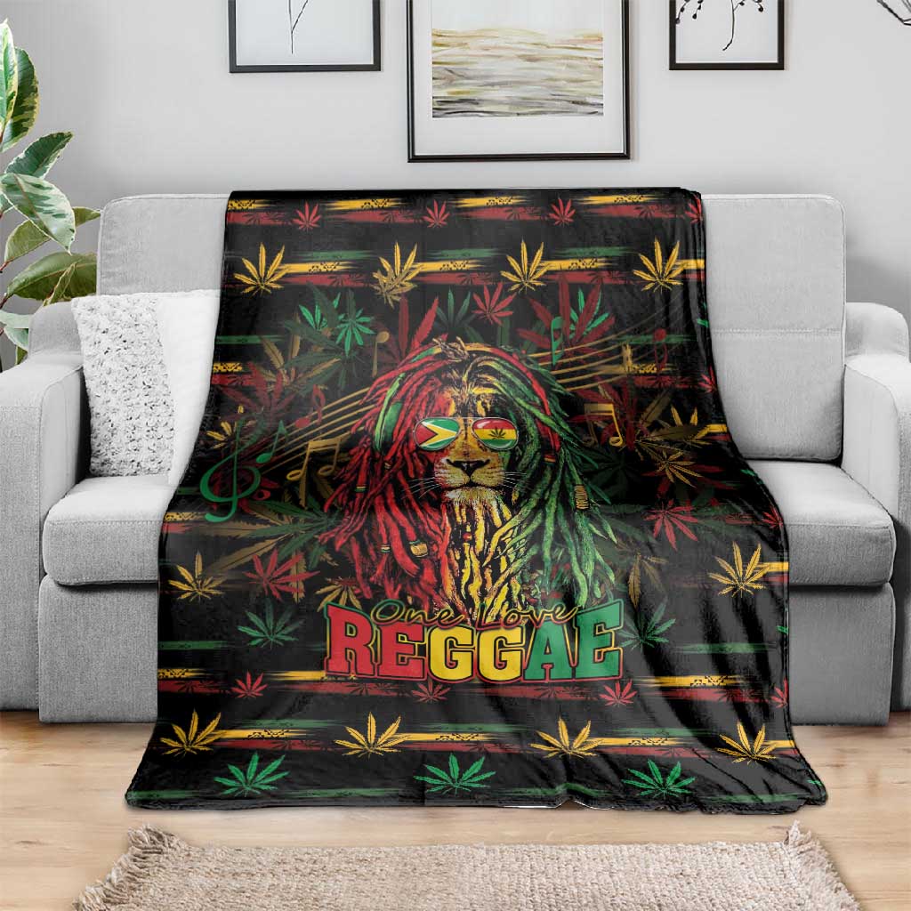 Guyana One Love Reggae Lion Blanket Caribbean Reggae Spirit