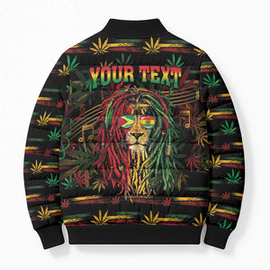 Personalized Guyana One Love Reggae Lion Bomber Puffer Jacket Caribbean Reggae Spirit