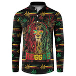 Personalized Guyana One Love Reggae Lion Button Sweatshirt Caribbean Reggae Spirit
