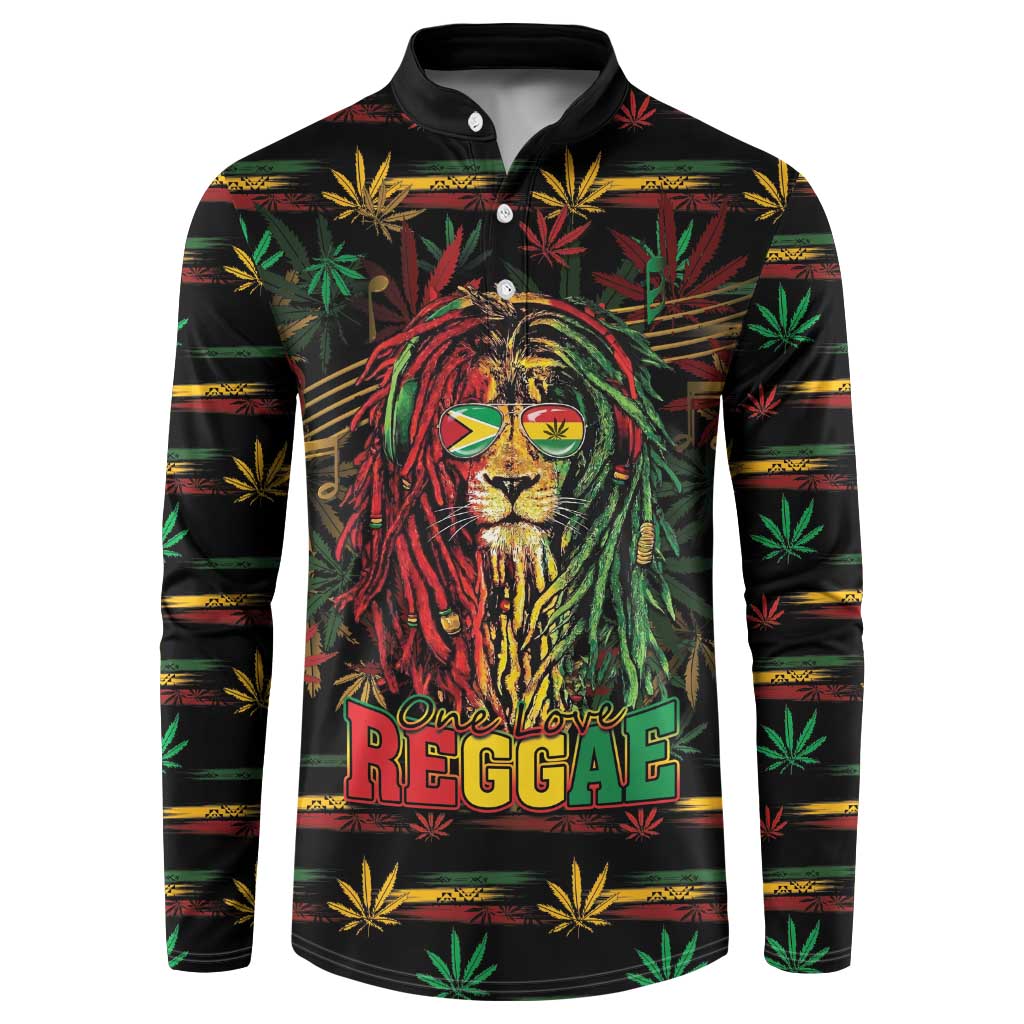 Personalized Guyana One Love Reggae Lion Button Sweatshirt Caribbean Reggae Spirit