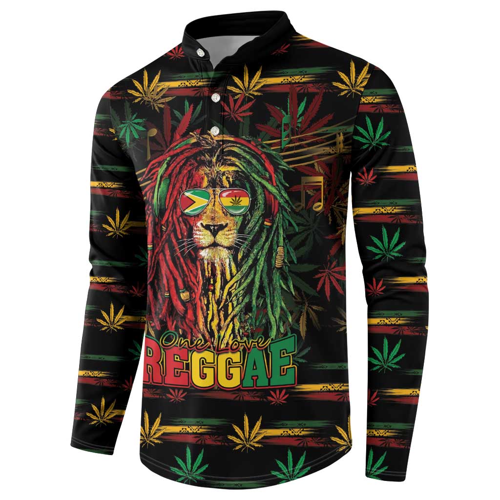 Personalized Guyana One Love Reggae Lion Button Sweatshirt Caribbean Reggae Spirit