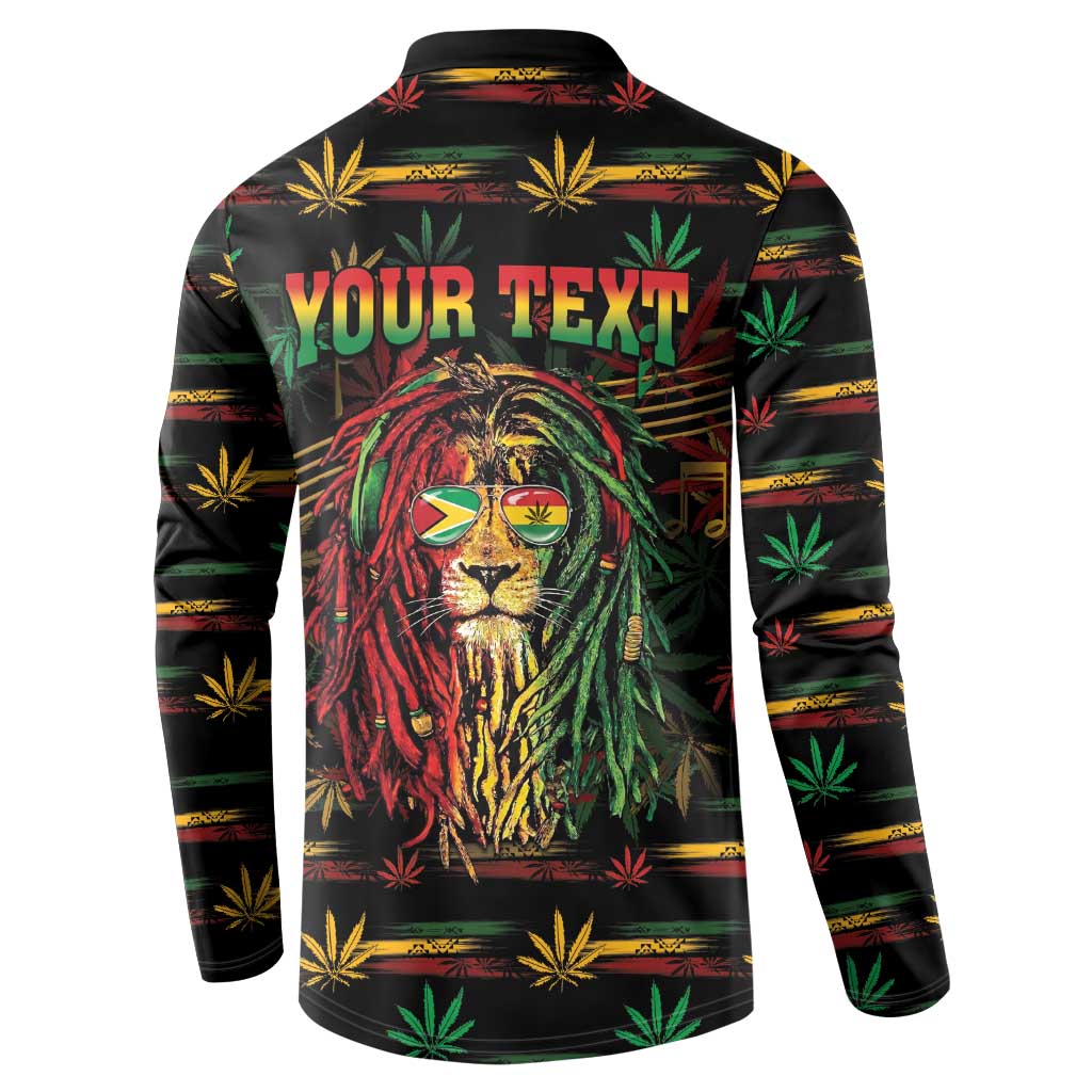 Personalized Guyana One Love Reggae Lion Button Sweatshirt Caribbean Reggae Spirit