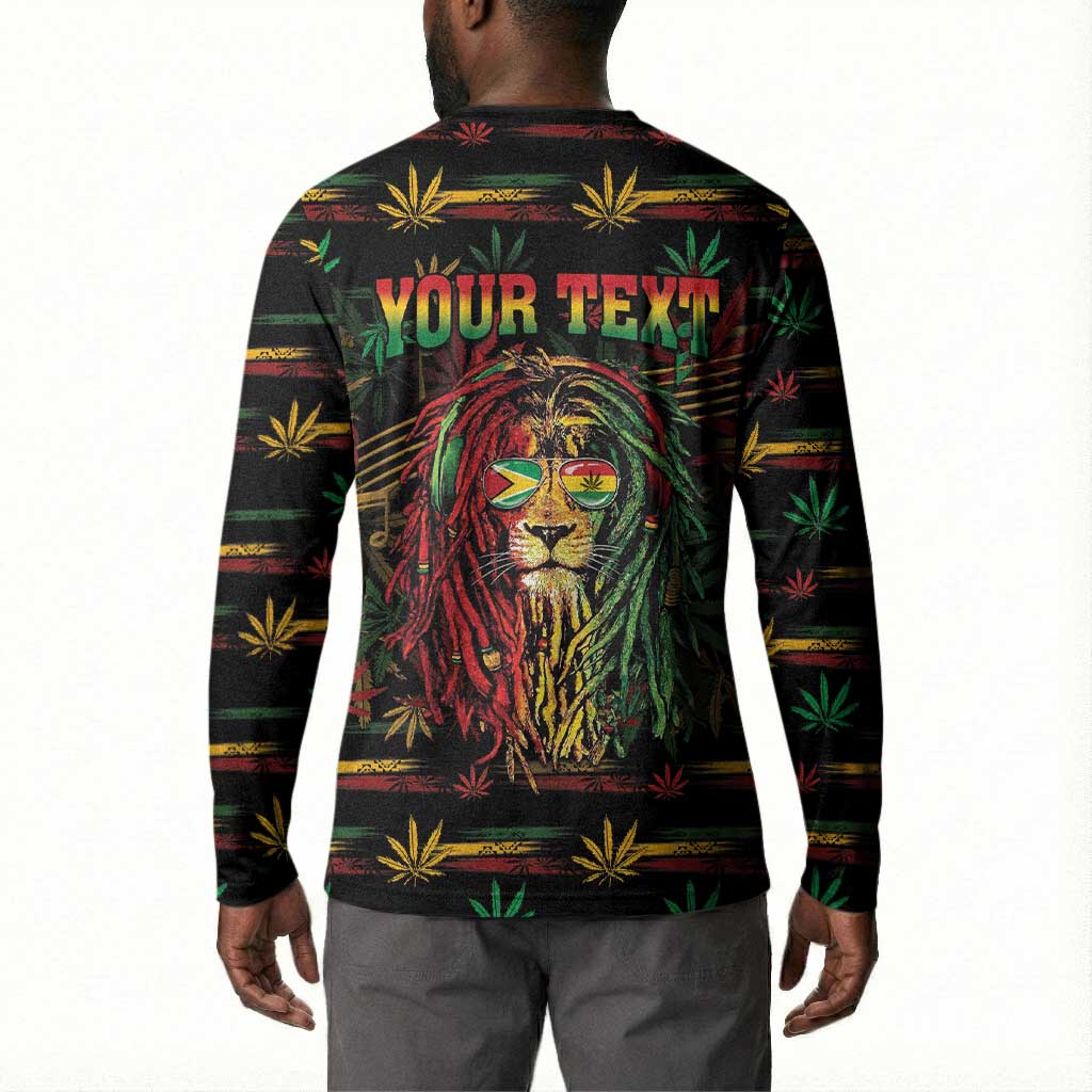 Personalized Guyana One Love Reggae Lion Button Sweatshirt Caribbean Reggae Spirit