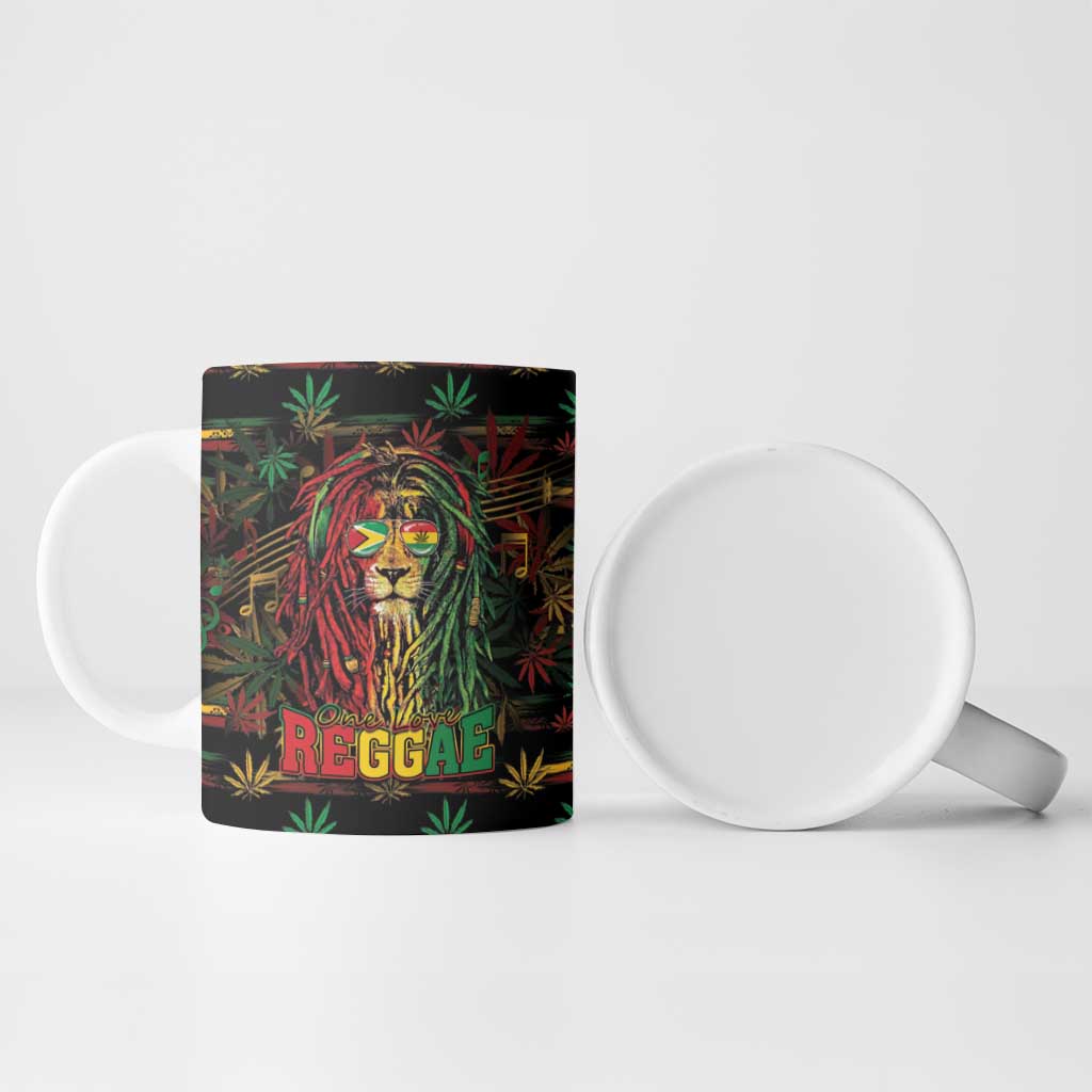 Personalized Guyana One Love Reggae Lion Ceramic Mug Caribbean Reggae Spirit