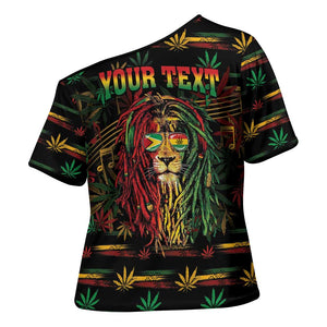 Personalized Guyana One Love Reggae Lion Cross Shoulder Shirt Caribbean Reggae Spirit