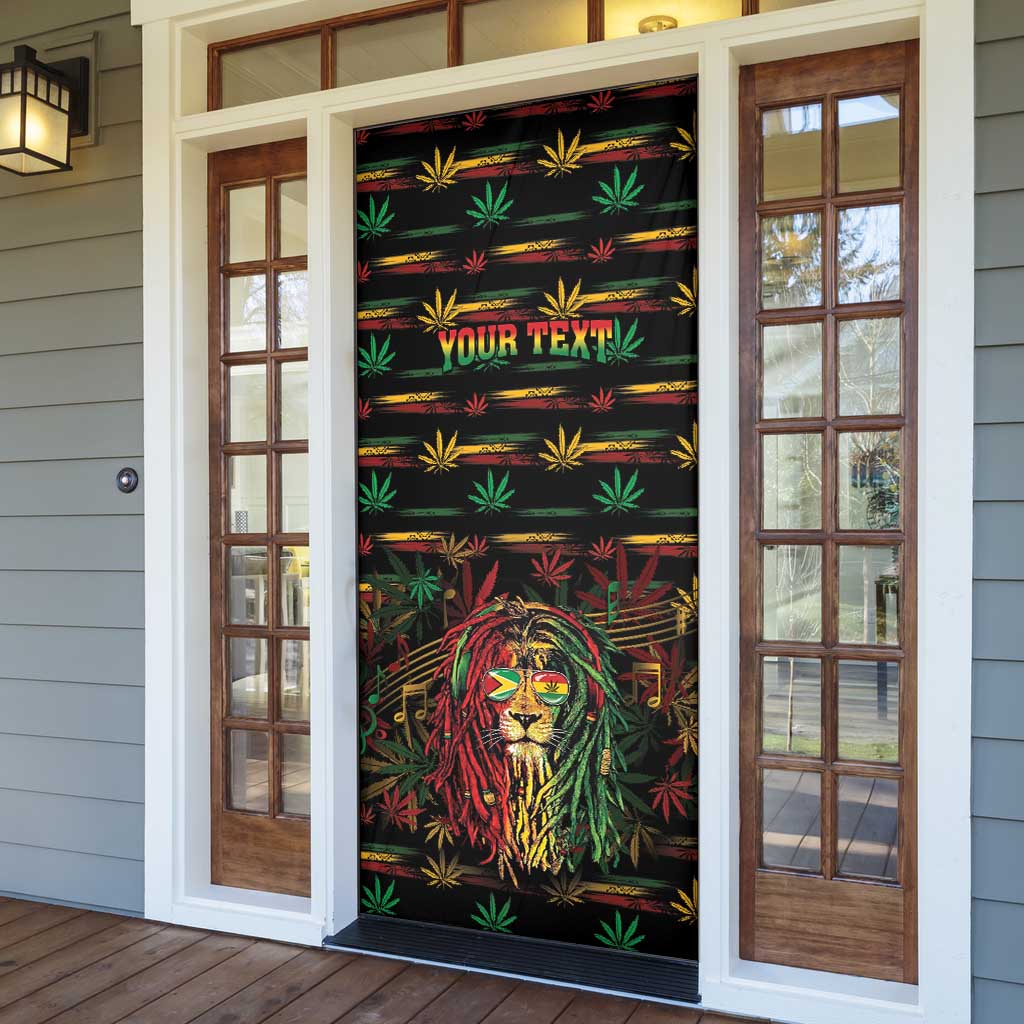 Personalized Guyana One Love Reggae Lion Door Cover Caribbean Reggae Spirit