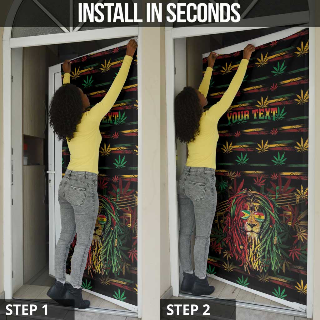 Personalized Guyana One Love Reggae Lion Door Cover Caribbean Reggae Spirit