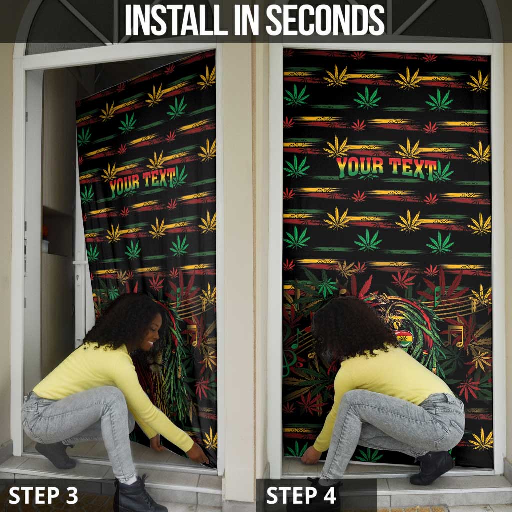 Personalized Guyana One Love Reggae Lion Door Cover Caribbean Reggae Spirit