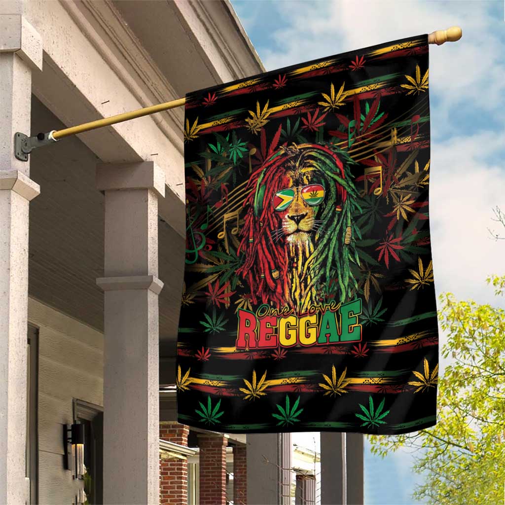 Guyana One Love Reggae Lion Garden Flag Caribbean Reggae Spirit