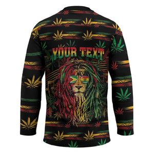Personalized Guyana One Love Reggae Lion Hockey Jersey Caribbean Reggae Spirit