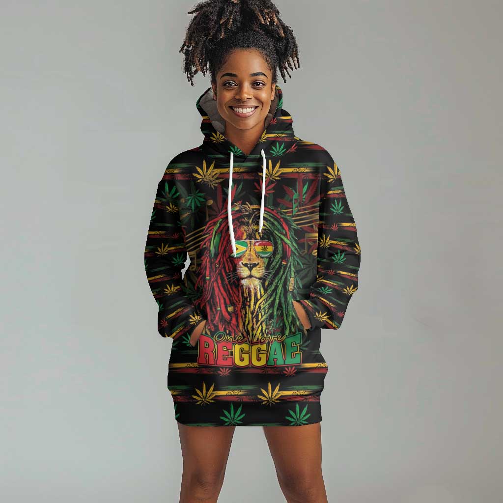 Personalized Guyana One Love Reggae Lion Hoodie Dress Caribbean Reggae Spirit