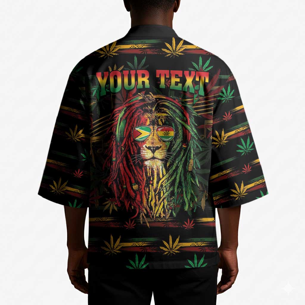 Personalized Guyana One Love Reggae Lion Kimono Caribbean Reggae Spirit