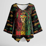 Personalized Guyana One Love Reggae Lion Kimono Sleeve Blouse Caribbean Reggae Spirit