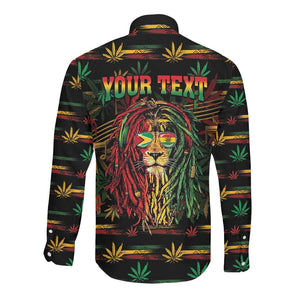Personalized Guyana One Love Reggae Lion Long Sleeve Button Shirt Caribbean Reggae Spirit