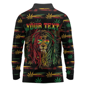 Personalized Guyana One Love Reggae Lion Long Sleeve Polo Shirt Caribbean Reggae Spirit