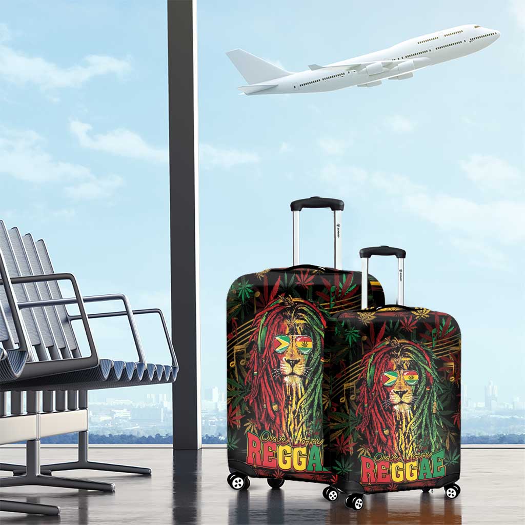 Guyana One Love Reggae Lion Luggage Cover Caribbean Reggae Spirit