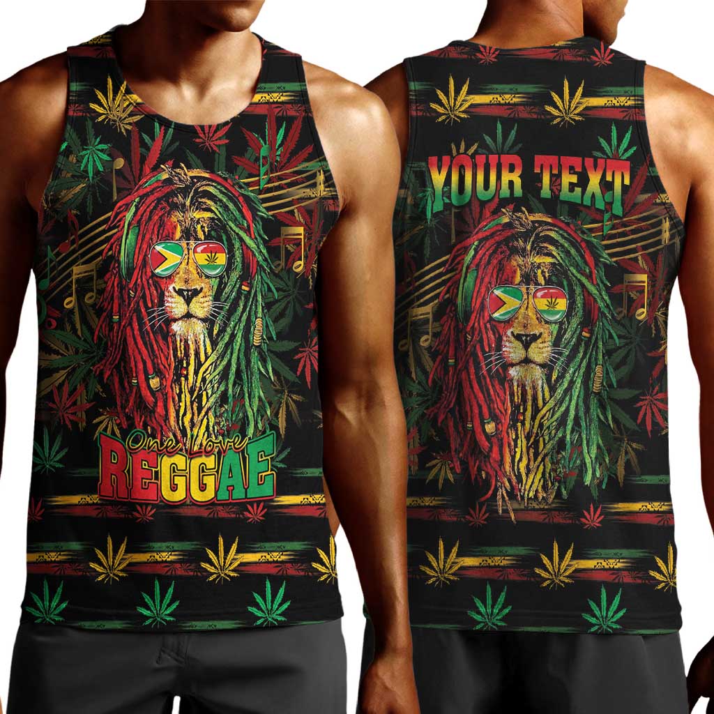 Personalized Guyana One Love Reggae Lion Men Tank Top Caribbean Reggae Spirit