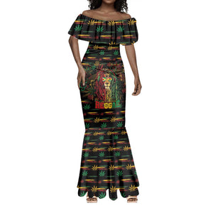 Personalized Guyana One Love Reggae Lion Mermaid Dress Caribbean Reggae Spirit