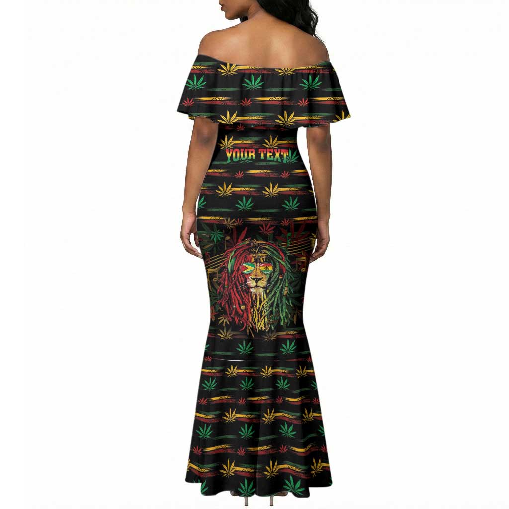 Personalized Guyana One Love Reggae Lion Mermaid Dress Caribbean Reggae Spirit