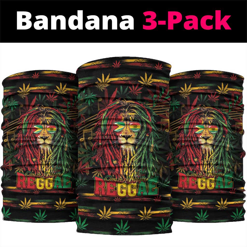 Guyana One Love Reggae Lion Neck Gaiter Caribbean Reggae Spirit