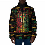 Personalized Guyana One Love Reggae Lion Padded Jacket Caribbean Reggae Spirit