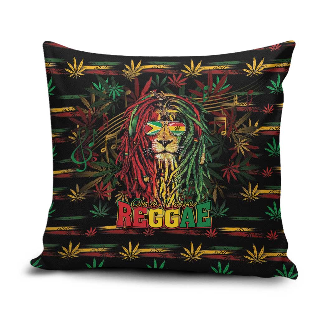 Guyana One Love Reggae Lion Pillow Cover Caribbean Reggae Spirit