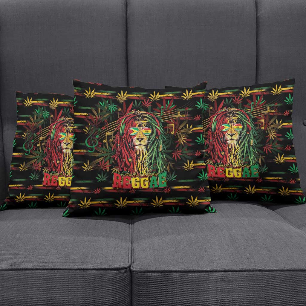 Guyana One Love Reggae Lion Pillow Cover Caribbean Reggae Spirit