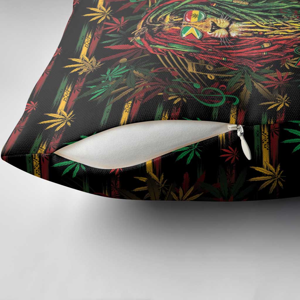 Guyana One Love Reggae Lion Pillow Cover Caribbean Reggae Spirit