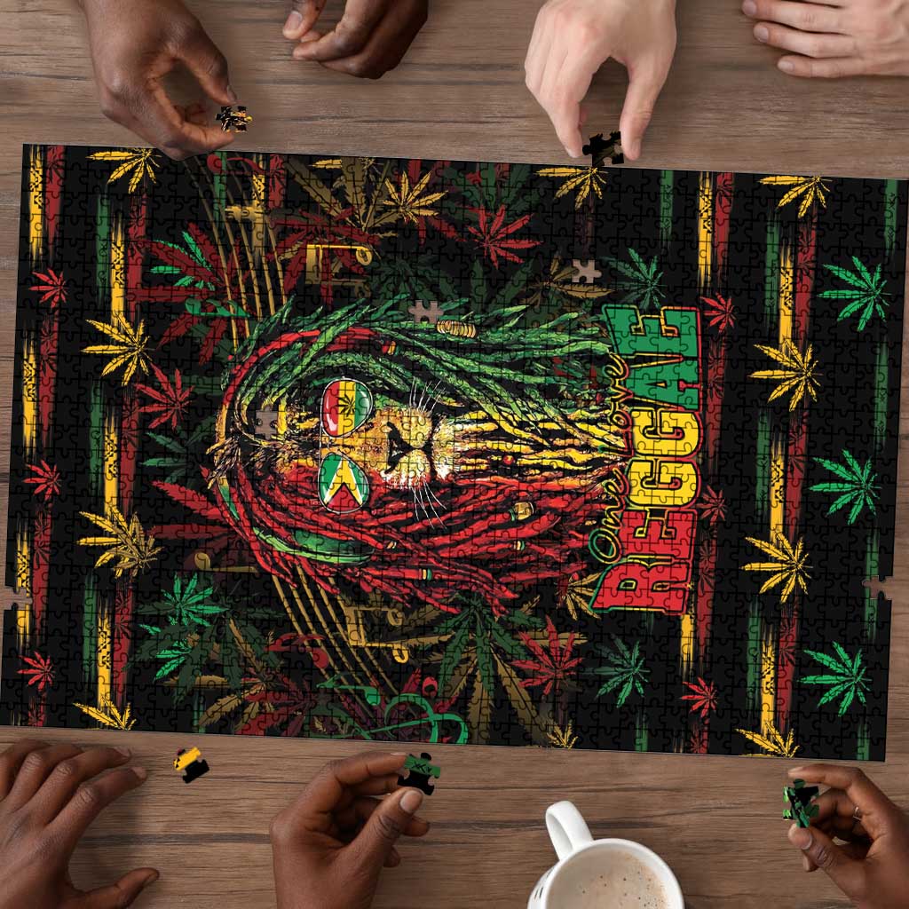 Guyana One Love Reggae Lion Puzzle Caribbean Reggae Spirit