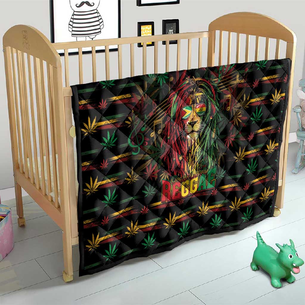 Guyana One Love Reggae Lion Quilt Caribbean Reggae Spirit