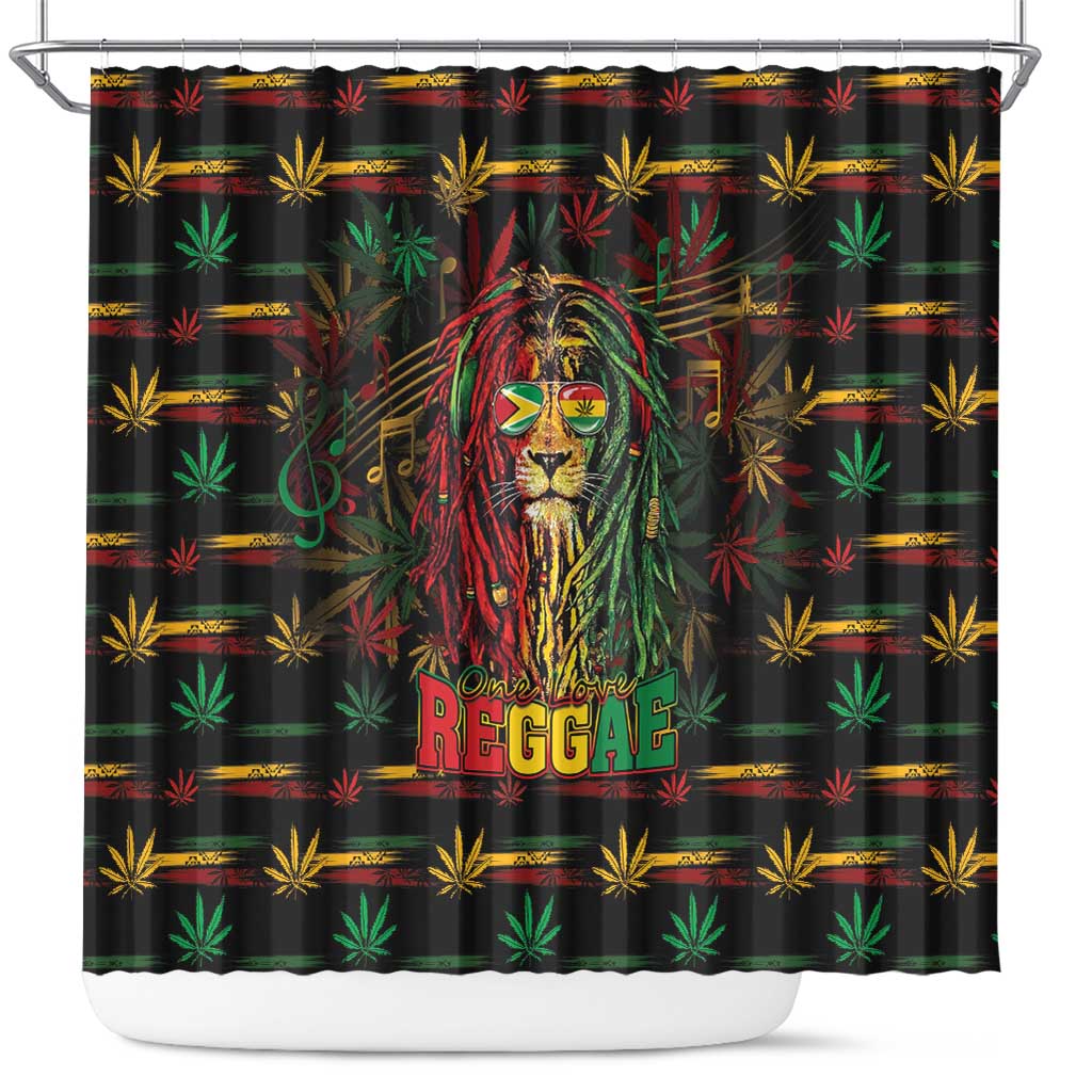 Guyana One Love Reggae Lion Shower Curtain Caribbean Reggae Spirit