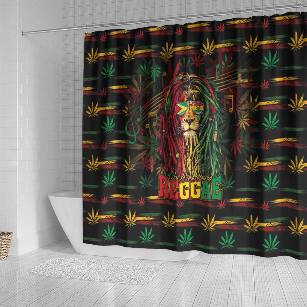 Guyana One Love Reggae Lion Shower Curtain Caribbean Reggae Spirit