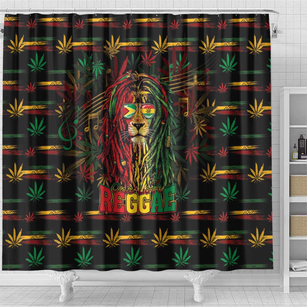 Guyana One Love Reggae Lion Shower Curtain Caribbean Reggae Spirit