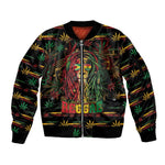 Personalized Guyana One Love Reggae Lion Sleeve Zip Bomber Jacket Caribbean Reggae Spirit