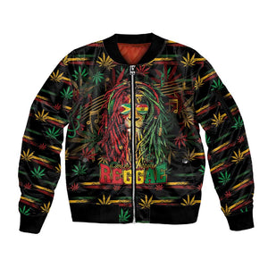 Personalized Guyana One Love Reggae Lion Sleeve Zip Bomber Jacket Caribbean Reggae Spirit