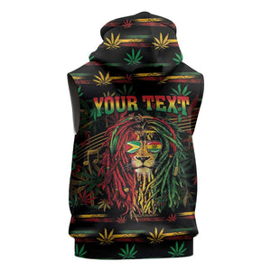 Personalized Guyana One Love Reggae Lion Sleeveless Hoodie Caribbean Reggae Spirit