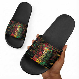 Guyana One Love Reggae Lion Slide Sandals Caribbean Reggae Spirit