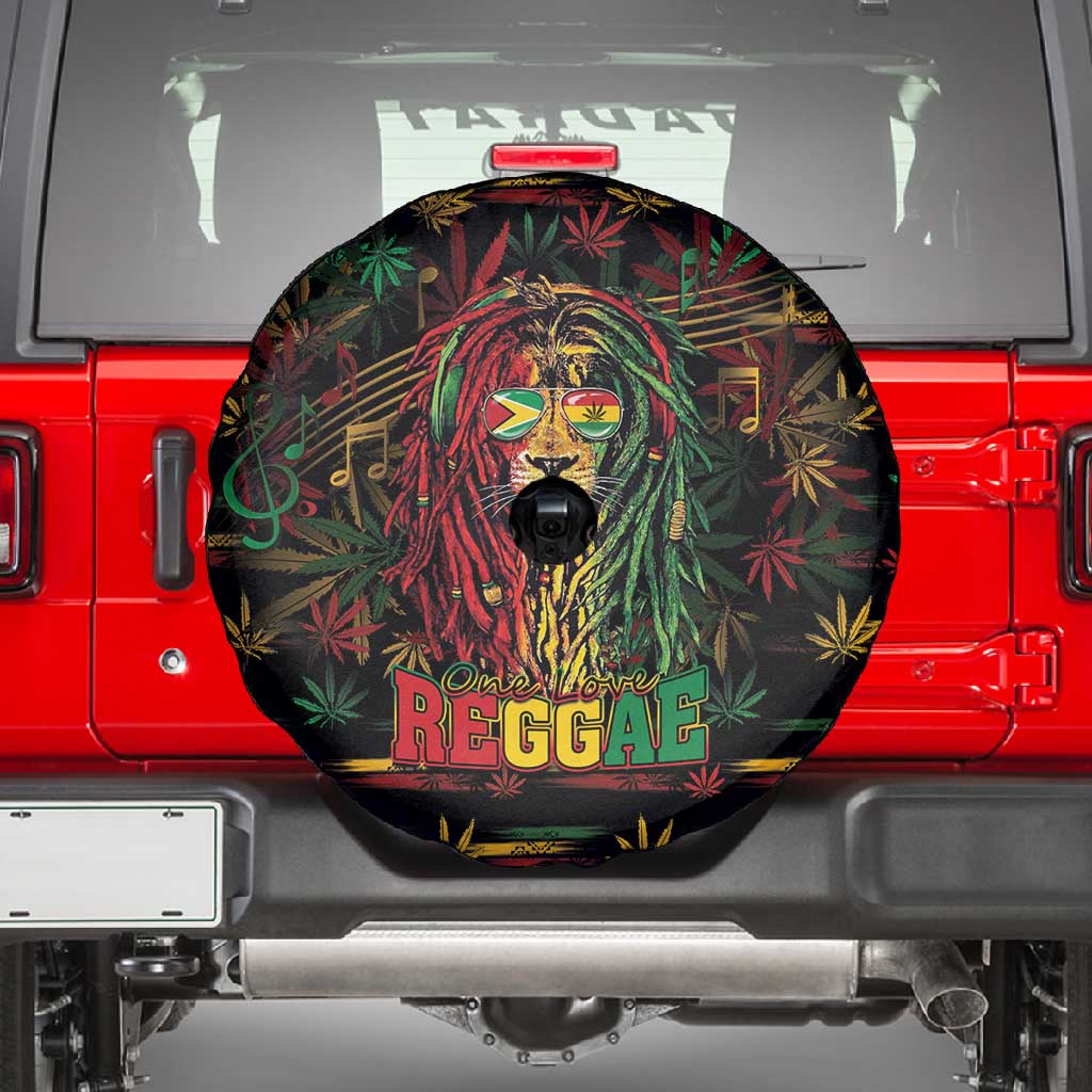 Guyana One Love Reggae Lion Spare Tire Cover Caribbean Reggae Spirit
