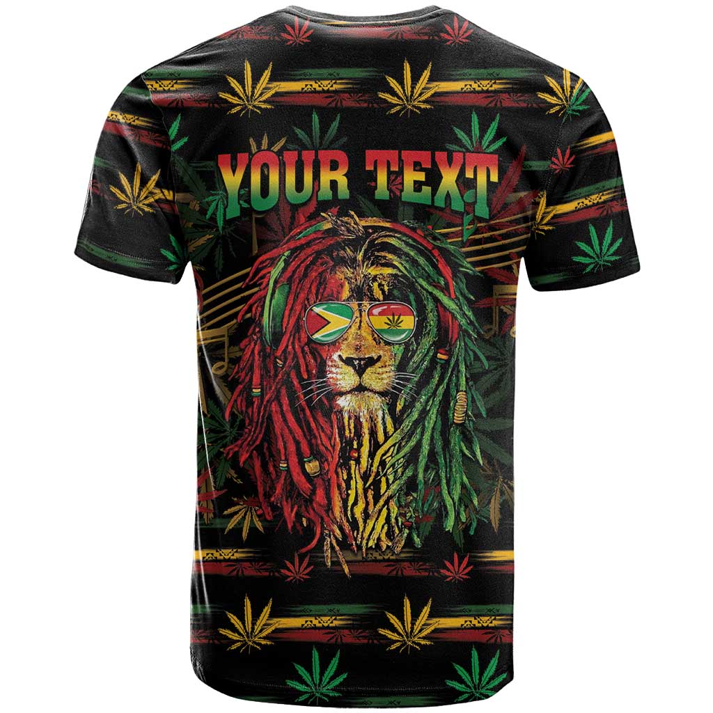 Personalized Guyana One Love Reggae Lion T shirt Caribbean Reggae Spirit