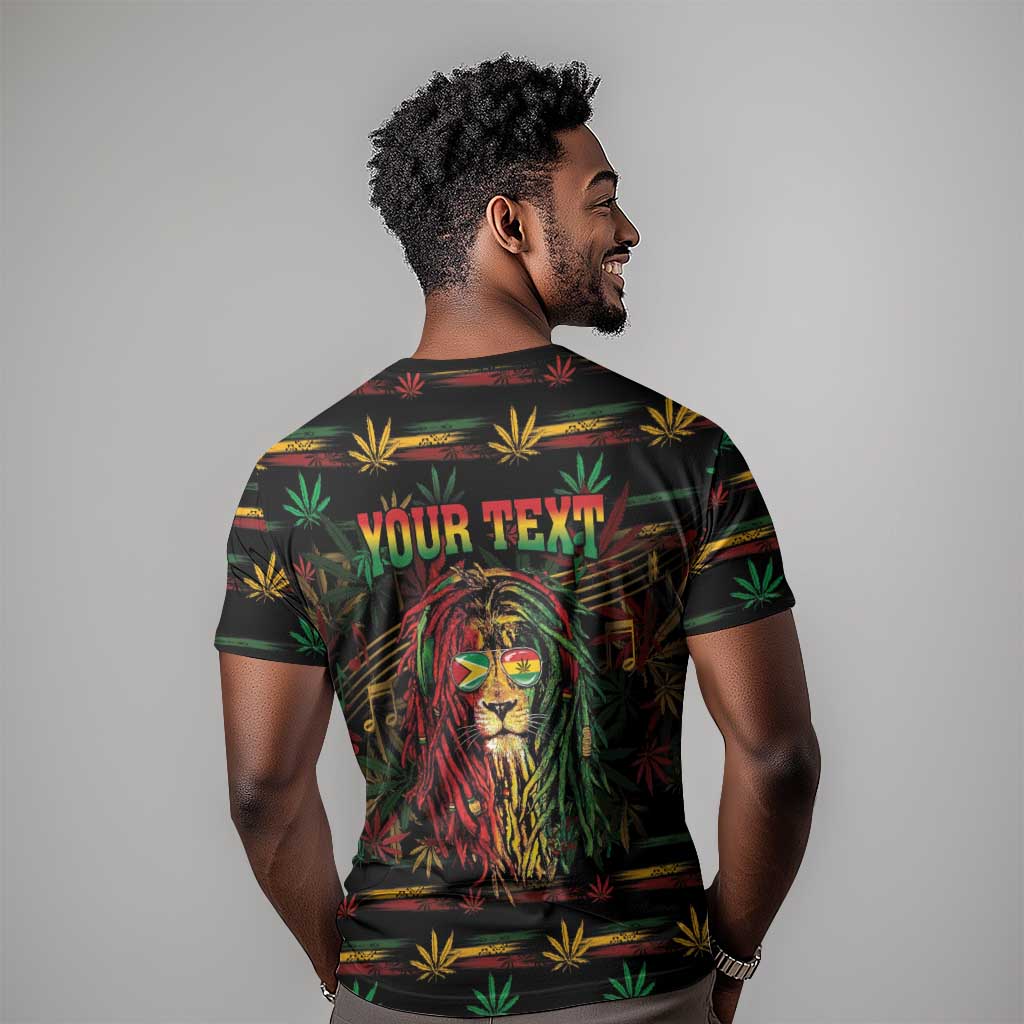 Personalized Guyana One Love Reggae Lion T shirt Caribbean Reggae Spirit